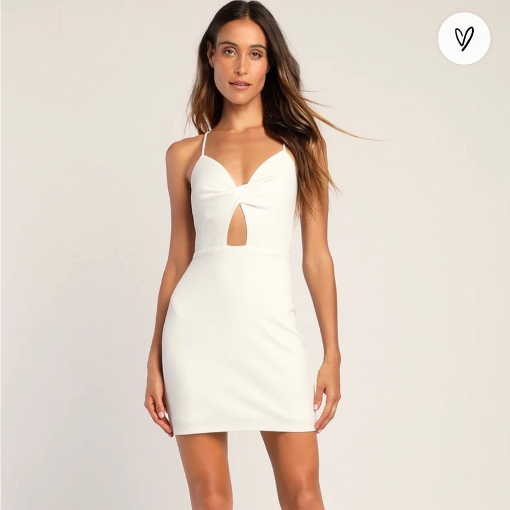 Collecting Compliments White Twist-Front Bodycon Mini Dress - Small